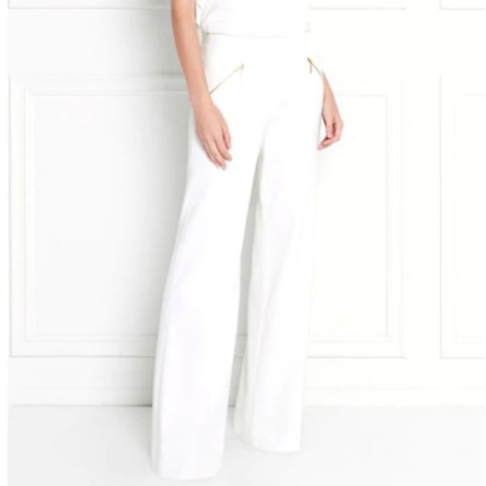 Rachel Zoe Sidney Wide Leg Zipper Pocket Pants Ecru 2 4